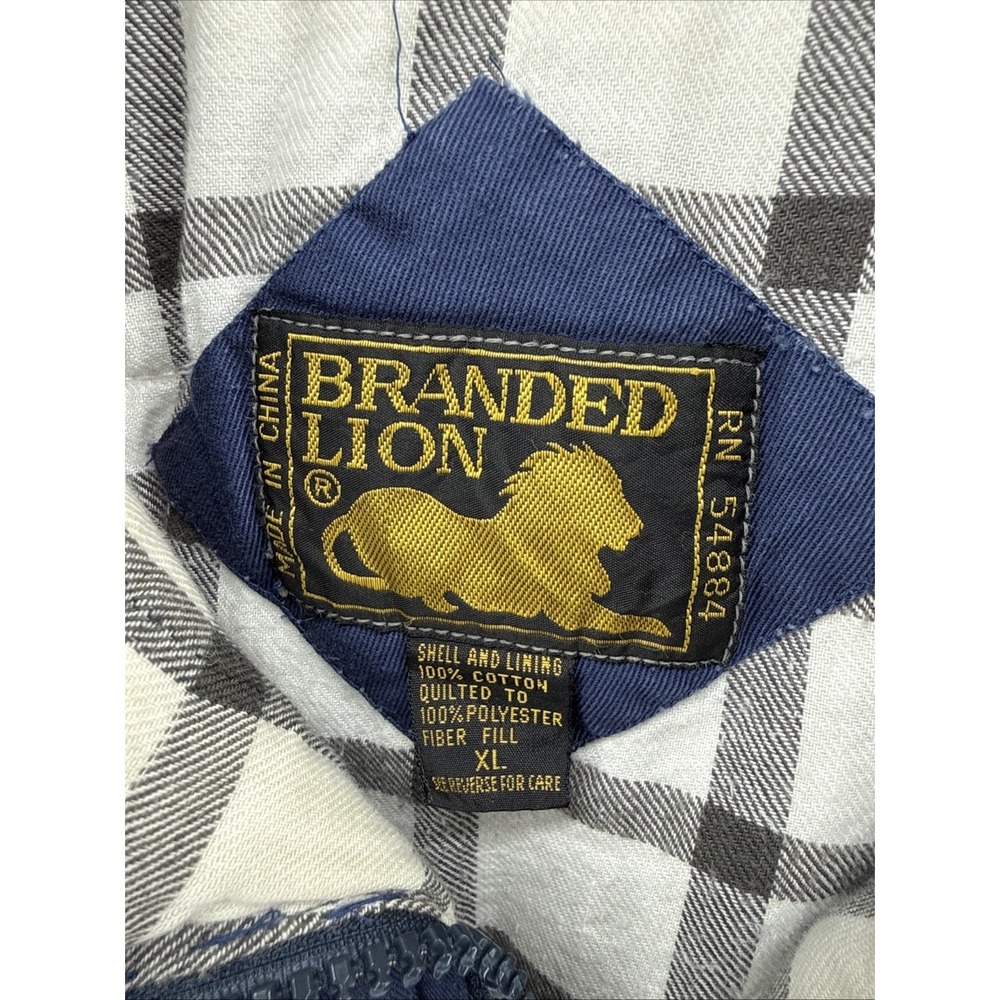 Branded Lion Flannel Lined Utility Vest Mens Blue Size XL - Picture 3 of 8